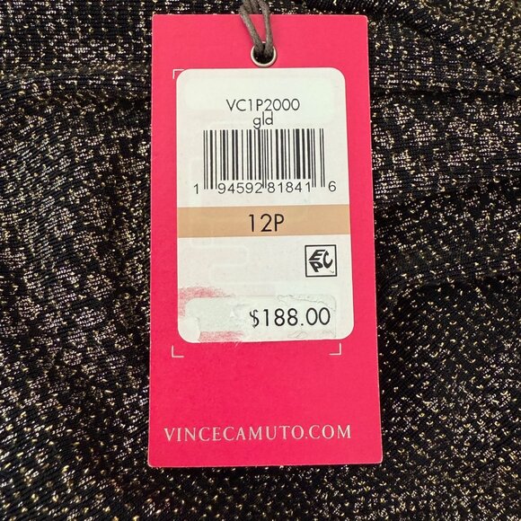 Vince Camuto Gold Black Shimmer Dress Size 12 Petite NWT - Picture 6 of 8